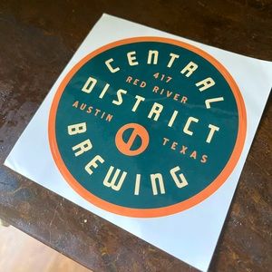 Central District Brewing sticker Austin, TX - approx. 3 in diameter